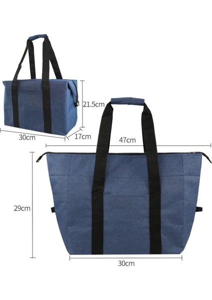Navy Blue Small Style Portable Lunch Bag New Thermal Insulated Lunch Bag For Women Waterproof Carry Tote Cooler Lunch Box Large Capacity Travel Bag (Yurt Dışından)