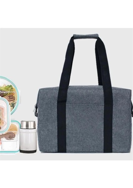 Navy Blue Small Style Portable Lunch Bag New Thermal Insulated Lunch Bag For Women Waterproof Carry Tote Cooler Lunch Box Large Capacity Travel Bag (Yurt Dışından) indirimleri