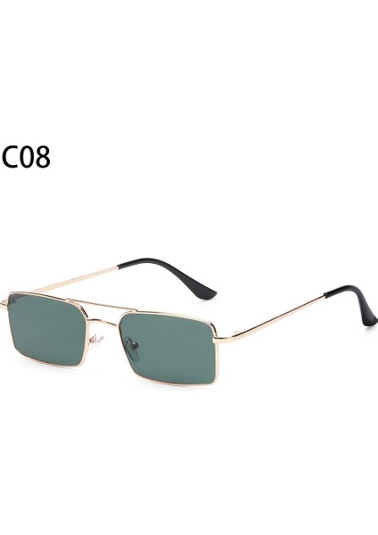 No.8 Stili 2021 Yeni Okyanus Lens Retro Dikdörtgen Güneş Gözlüğü Küçük Metal Çerçeve Klasik Moda Kadın Erkek Avrupa Kişilik Bisiklet Gözlük (Yurt Dışından)