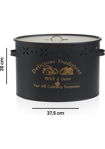 Metal Bölmeli Patates Soğan Kovası - Siyah - 18 lt
