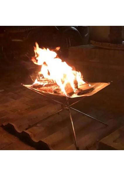 560X560X430MM Stili Şenlik Ateşi Kamp Ateşi Çukuru Kamp Odun Sobası Standı Çerçeve Yangın Rafı Paslanmaz Çelik Katlanabilir Örgü Ateş Çukuru Açık Ahşap Isıtıcı Isıtma (Yurt Dışından)