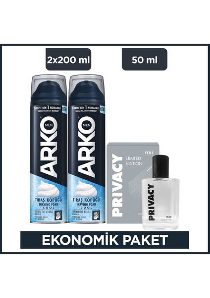Cool Tıraş Köpüğü 2x200 ml - Privacy Men Limited Edition Edt Parfüm 50 ml