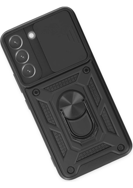Samsung Galaxy S22 Kılıf Pars Lens Yüzüklü Silikon - Siyah Yktsn