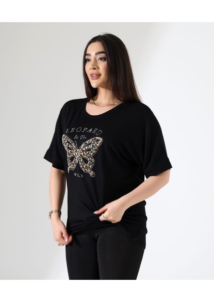 Leopar Kelebek Desenli Bluz modelleri