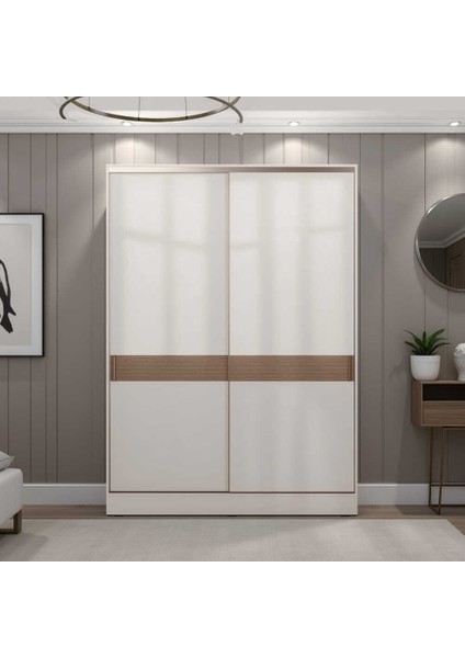Milano Sürgülü Gardırop - Vizon/zebra 160X223X60 cm