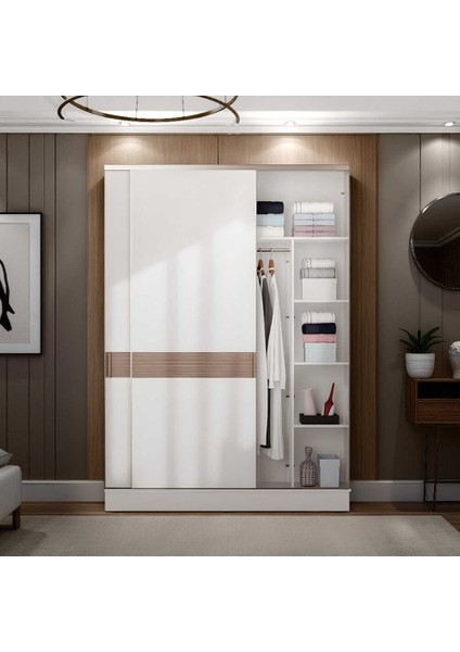 Milano Sürgülü Gardırop - Vizon/zebra 160X223X60 cm