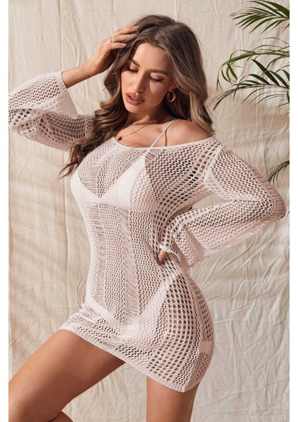 Örme Pamuk Uzun Kollu Pareo Plaj Elbisesi Kimono Kaftan modelleri