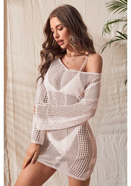 Örme Pamuk Uzun Kollu Pareo Plaj Elbisesi Kimono Kaftan indirimleri