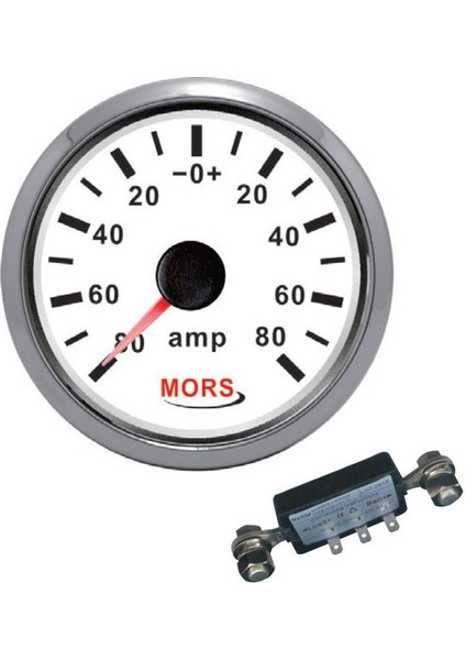 Ampermetre 12-24 V Beyaz + Şönt Dahil