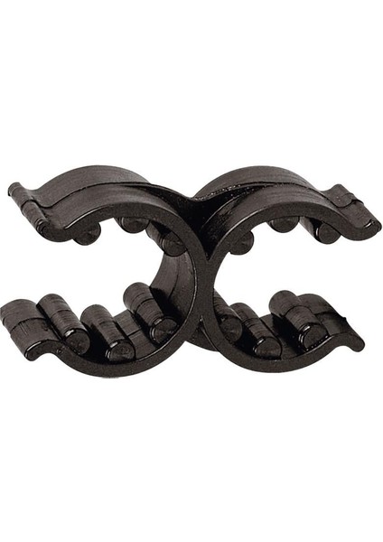 Plastic Support Clip, Double, Adjus. Ø18/25MM, Black