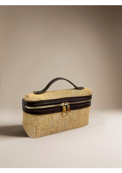 %100 Hasır Uzun Askı Detaylı Kadın El ve Omuz Çantası