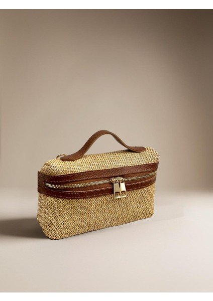 %100 Hasır Uzun Askı Detaylı Kadın El ve Omuz Çantası