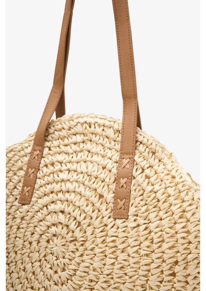 %100 Hasır Fermuar Kapamalı Kadın Omuz Çantası fırsatları