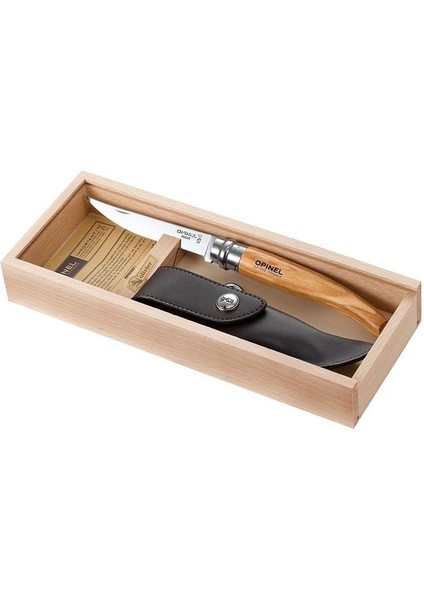 Inox 10 No Ahşap Kutulu Zeytin Saplı Fleto Çakı
