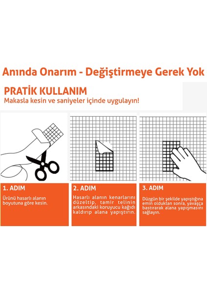 Yapışkanlı Sineklik Pencere Kapı Tülü Tamir Bandı 5cm x 300 Cm. Rulo
