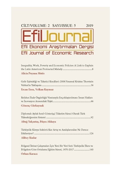 Efil Ekonomi Araştırmaları Dergisi Cilt: 2 Sayı: 5