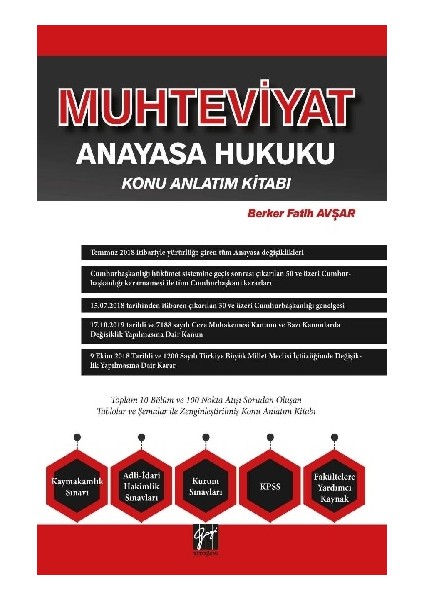 Muhteviyat Anayasa Hukuku Konu Anlatım Kitabı
