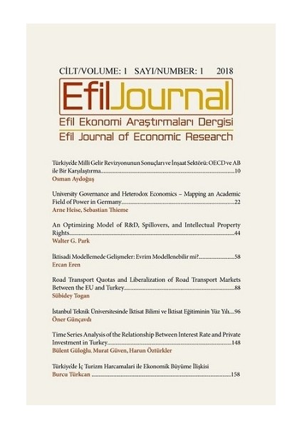 Efil Ekonomi Araştırma Dergisi Cilt 1 Sayı 1