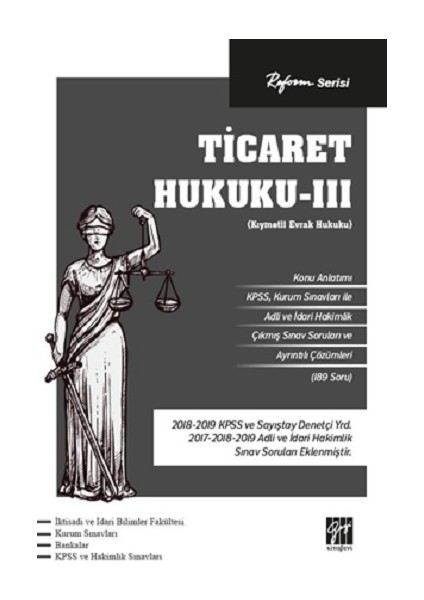 Reform Serisi Ticaret Hukuku - Iıı (Kıymetli Evrak Hukuku)