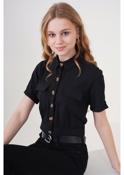 Fh Fashionhere 0663 Crop Ceket - Siyah indirimleri