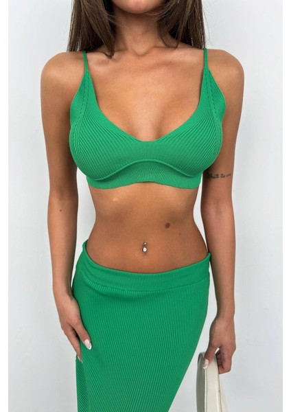 Fh Fashionhere Crop Büstiyer Yırtmaçlı Etek Takım modelleri