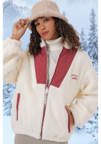 5194 Peluş Mont Ceket - Kiremit indirimleri