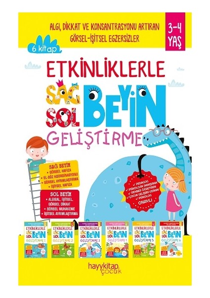 Etkinliklerle Sağ Beyin Sol Beyin Geliştirme (3-4 Yaş), 6’lı Set