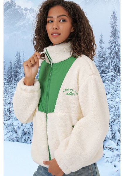 5194 Peluş Mont Ceket - Zümrüt Yeşili modelleri