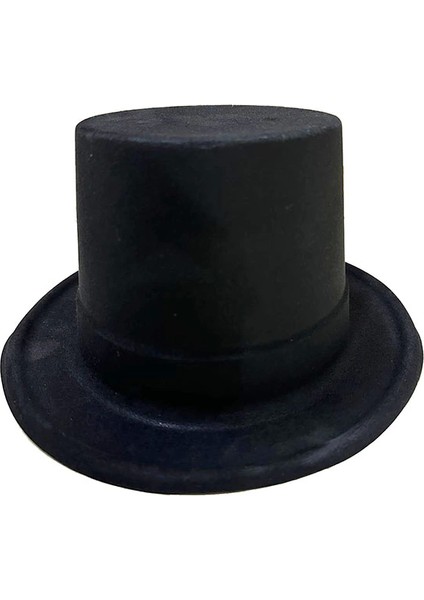 Siyah Renk Plastik Nubuk Kadife Kaplama Fötr Şapka 11 cm - 1OL3256-2400
