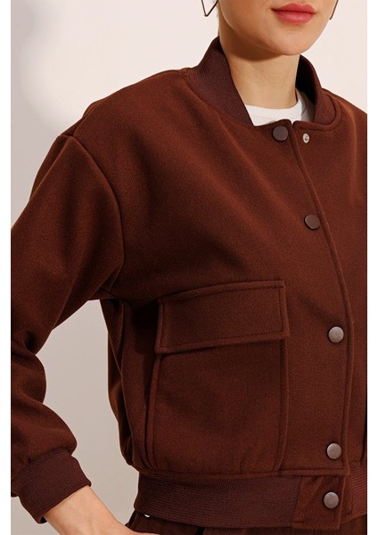 0688 Çift Cepli Bomber Ceket - Kahverengi modelleri