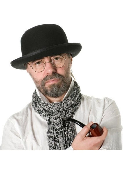 Siyah Renk Yetişkin Boy Retro Bowler Derby Şapkası 58 cm - 1OL5230-1471