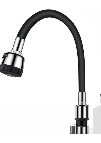 Renkli Silikonlu Oynar Başlıklı 2 Fonksiyonlu Spiral Musluk Başlığı - Siyah ( - 1OL5860-8572