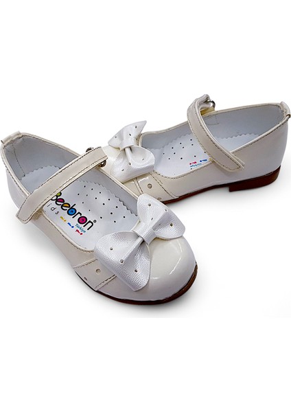 Ortopedik Kız Babet Bebek Balerin Ayakkabısı Glossy Series Yf2502 Rugan Kirli Krem 21