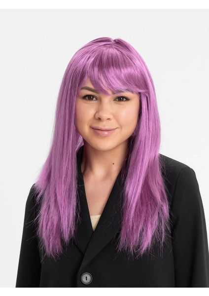 Rose Pembe Renk Düz Kesim Uzun Parti Peruğu Takma Saç (4767) - 1OL3052-1537