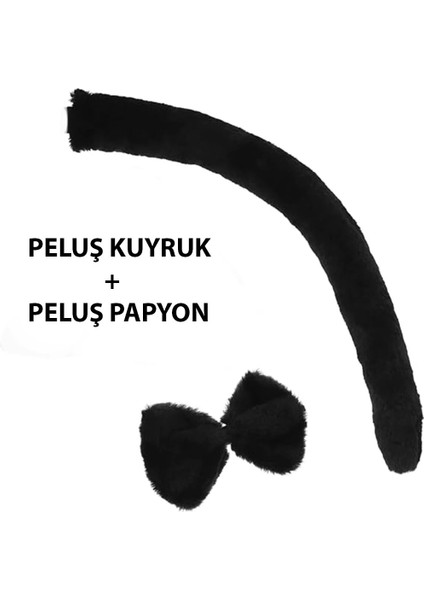 Peluş Siyah Renk Kuyruk ve Papyon Yetişkin Çocuk Uyumlu - 1OL7465-3780 modelleri
