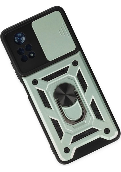 Xiaomi Poco X4 Pro 5g Kılıf Pars Lens Yüzüklü Silikon - Yeşil Yktsn