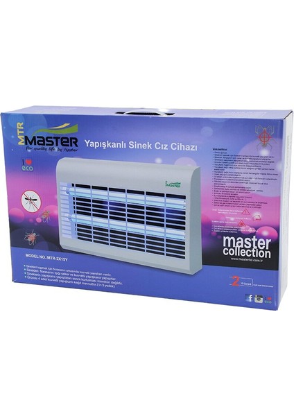 2 Ledli Sinek Öldürücü Cız Cihazı 30WYAPIŞKANLI 47. 5X9X5X29CM100M2 Etkinli - 1OL8180- 3354