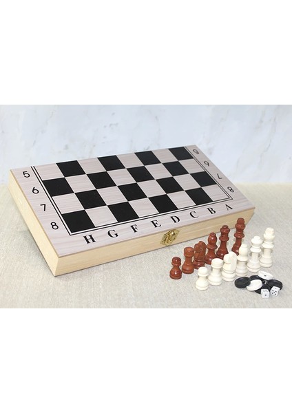 Ahşap Kutulu Satranç Tavla Seti ALK4022 - 1OL3853-1272