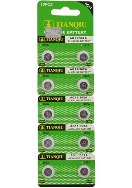 Tıanqıu AG11 LR721/362 Alkalin 10'lu Düğme Pil - BKS5677-5477