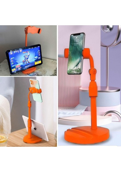 Masa Üstü Tablet ve Telefon Tutucu Plastik Aparat Turuncu Telefon Standı (4767) - BKS9515-4195