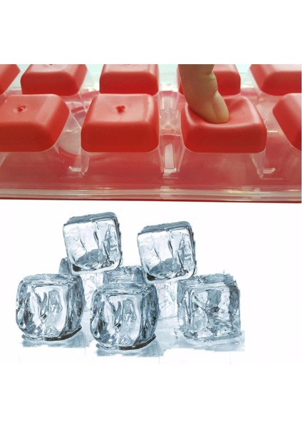 12LI Kapaklı Yapışmaz Silikon Tabanlı Plastik Küp Buz Kalıbı (4767) - BKS4750-7243