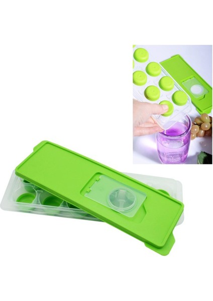 12LI Kapaklı Yapışmaz Silikon Tabanlı Plastik Küp Buz Kalıbı (4767) - BKS4750-7243