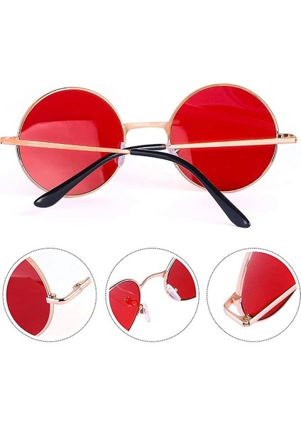 Yuvarlak Cam John Lennon Tarzı Gold Çerçeveli Kırmızı Gözlük - BKS9689-3787 fiyatları
