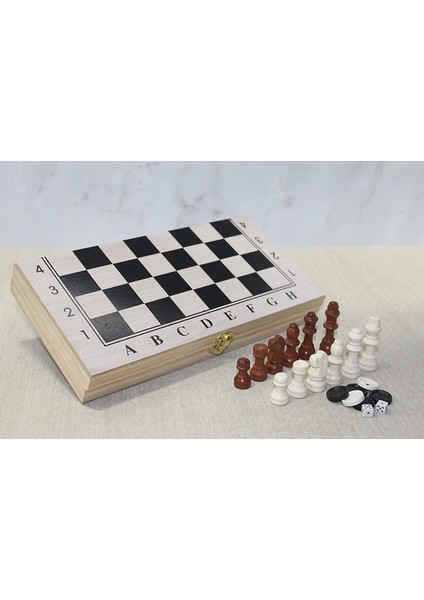 Ahşap Kutulu Satranç Tavla Seti ALK4021 - BKS8828-1334