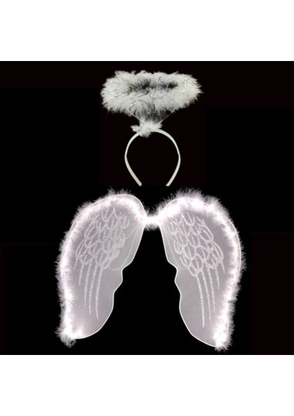 Beyaz Otrişli Dantel Tüllü Peri Kanadı ve Peri Tacı Seti 45X40 cm (4767) - 1OL1367-8520