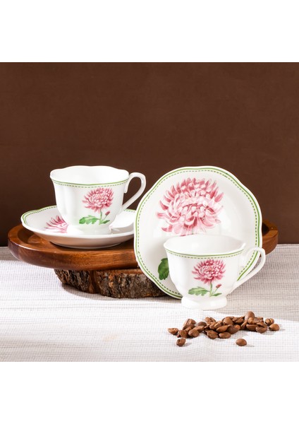 16871-3 De Flore 2 Kişilik 4 Parça Porselen Kahve Fincan Takımı