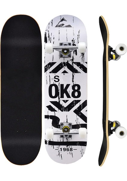 Kemik Tekerli Pro Kaykay Zımparalı Kaymaz Profesyonel Skateboard Abec 7