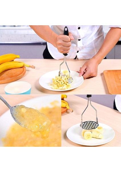 Renkli Plastik Saplı Paslanmaz Metal Patates Ezici Püre Yapıcı (4767) - BKS3183-6062