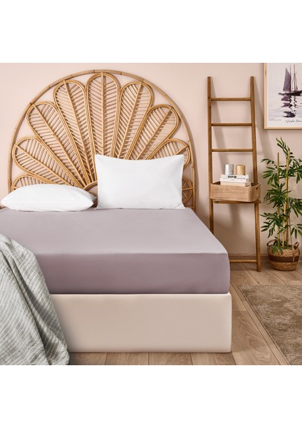 Soft Çift Kişilik Lastikli Çarşaf - Açık Gri - 160X200 cm