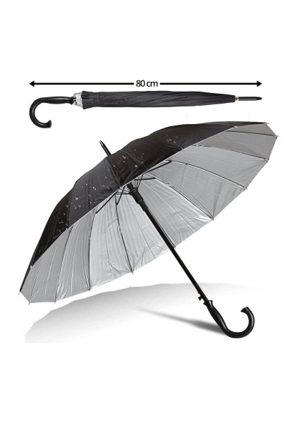 Siyah 16 Telli Erkek Baston Şemsiye (4767) - BKS2610-2376